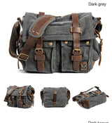 Urban Explorer Canvas Leather Messenger Bag