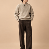Heath Textured-Knit Henley Neck Sweater