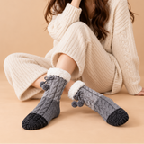 Linnea Cable-Knit Fleece-Lined Slipper Socks