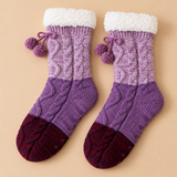 Linnea Cable-Knit Fleece-Lined Slipper Socks