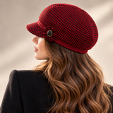 Odessa Houndstooth Wool-Blend Cap