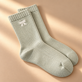 Bellissima Ribbed Knit Bow Socks