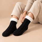 Odette Cable-Knit Fleece-Cuff Slipper Socks