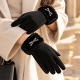 Clara Bow-Cuff Fleece Gloves