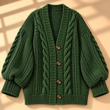 Rosalind Cable-Knit Button-Front Cardigan