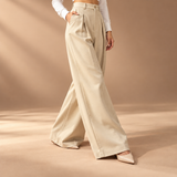 Imogen Pleated Wide-Leg Tailored Trousers