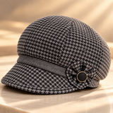Odessa Houndstooth Wool-Blend Cap
