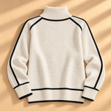 Thea Piped-Trim Raglan Roll-Neck Jumper
