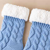 Odette Cable-Knit Fleece-Cuff Slipper Socks