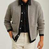 Denim Stud Placket Cardigan