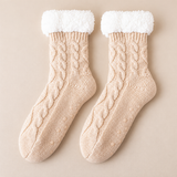 Odette Cable-Knit Fleece-Cuff Slipper Socks
