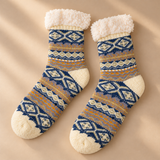 Thea Fair Isle Fleece-Cuff Crew Socks
