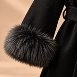 Celeste Wool-Blend Faux-Fur Cuff Wrap Coat