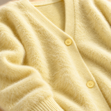 Imogen Brushed-Knit V-Neck Button Cardigan