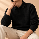 Rafferty Chevron-Knit Polo Collar Sweater
