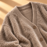 Imogen Brushed-Knit V-Neck Button Cardigan
