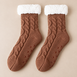 Odette Cable-Knit Fleece-Cuff Slipper Socks
