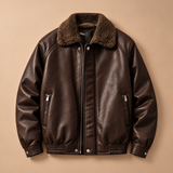Corbin Faux-Leather Sherpa Collar Bomber Jacket