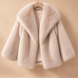 Livia Faux-Fur Shawl-Collar Short Coat