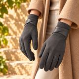 Livia Suede-Look Wrap-Cuff Gloves