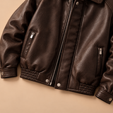 Corbin Faux-Leather Sherpa Collar Bomber Jacket