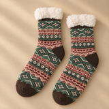 Thea Fair Isle Fleece-Cuff Crew Socks