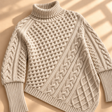 Odette Cable-Knit Asymmetric Roll-Neck Jumper