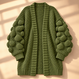 Fenella Bobble-Sleeve Open-Front Cardigan