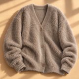 Imogen Brushed-Knit V-Neck Button Cardigan