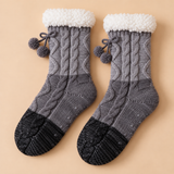 Linnea Cable-Knit Fleece-Lined Slipper Socks