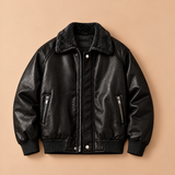 Corbin Faux-Leather Sherpa Collar Bomber Jacket