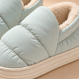 Nora Quilted Fleece-Lined Platform Slippers