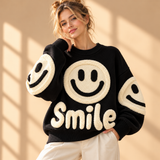 Willa Smiley-Motif Crew-Neck Knit Jumper