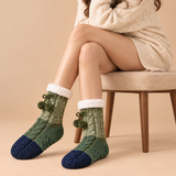 Linnea Cable-Knit Fleece-Lined Slipper Socks