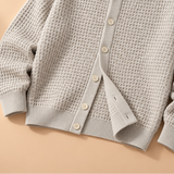 Declan Waffle-Knit Collared Button Cardigan