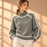 Thea Piped-Trim Raglan Roll-Neck Jumper