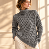 Odette Cable-Knit Asymmetric Roll-Neck Jumper