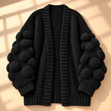 Fenella Bobble-Sleeve Open-Front Cardigan