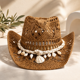 Isabella Shell-Woven Straw Hat