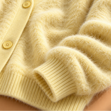 Imogen Brushed-Knit V-Neck Button Cardigan