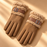 Marisol Suede-Look Fleece-Cuff Gloves