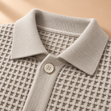Declan Waffle-Knit Collared Button Cardigan