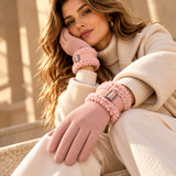 Marisol Suede-Look Fleece-Cuff Gloves