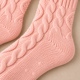 Odette Cable-Knit Fleece-Cuff Slipper Socks
