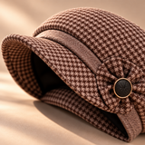 Odessa Houndstooth Wool-Blend Cap