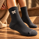 Bellissima Ribbed Knit Bow Socks