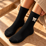 Bellissima Ribbed Knit Bow Socks