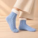 Odette Cable-Knit Fleece-Cuff Slipper Socks