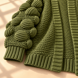 Fenella Bobble-Sleeve Open-Front Cardigan