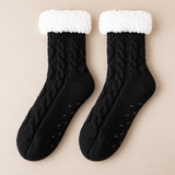 Odette Cable-Knit Fleece-Cuff Slipper Socks